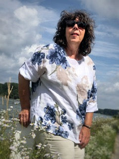 Tunikashirt Blume weiss