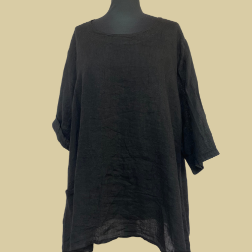 Leinentunika uni schwarz