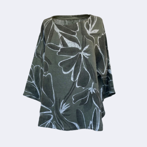 Tunikashirt Blätter olive
