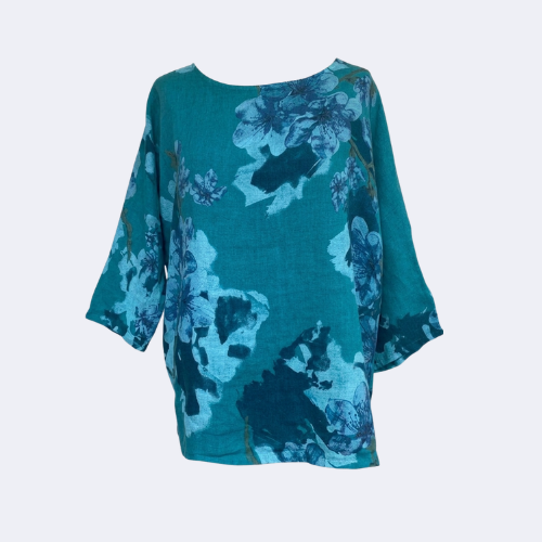 Tunikashirt Blume blau