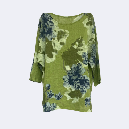 Tunikashirt Blume grün