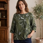 Tunikashirt Blüten olive