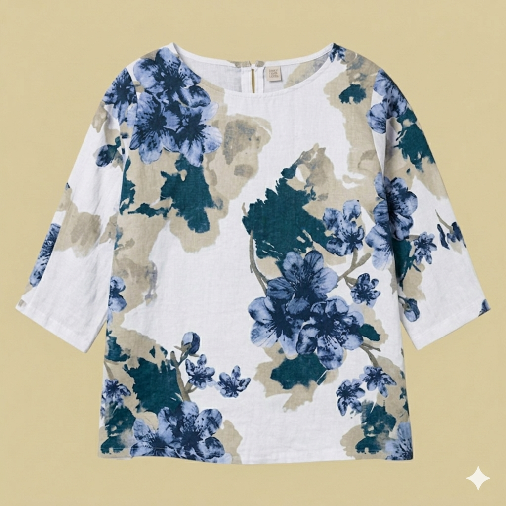 Tunikashirt Blume weiss