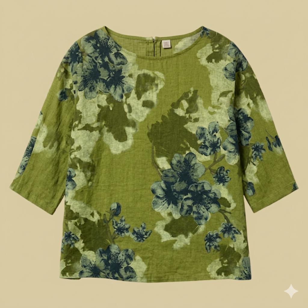 Tunikashirt Blume grün
