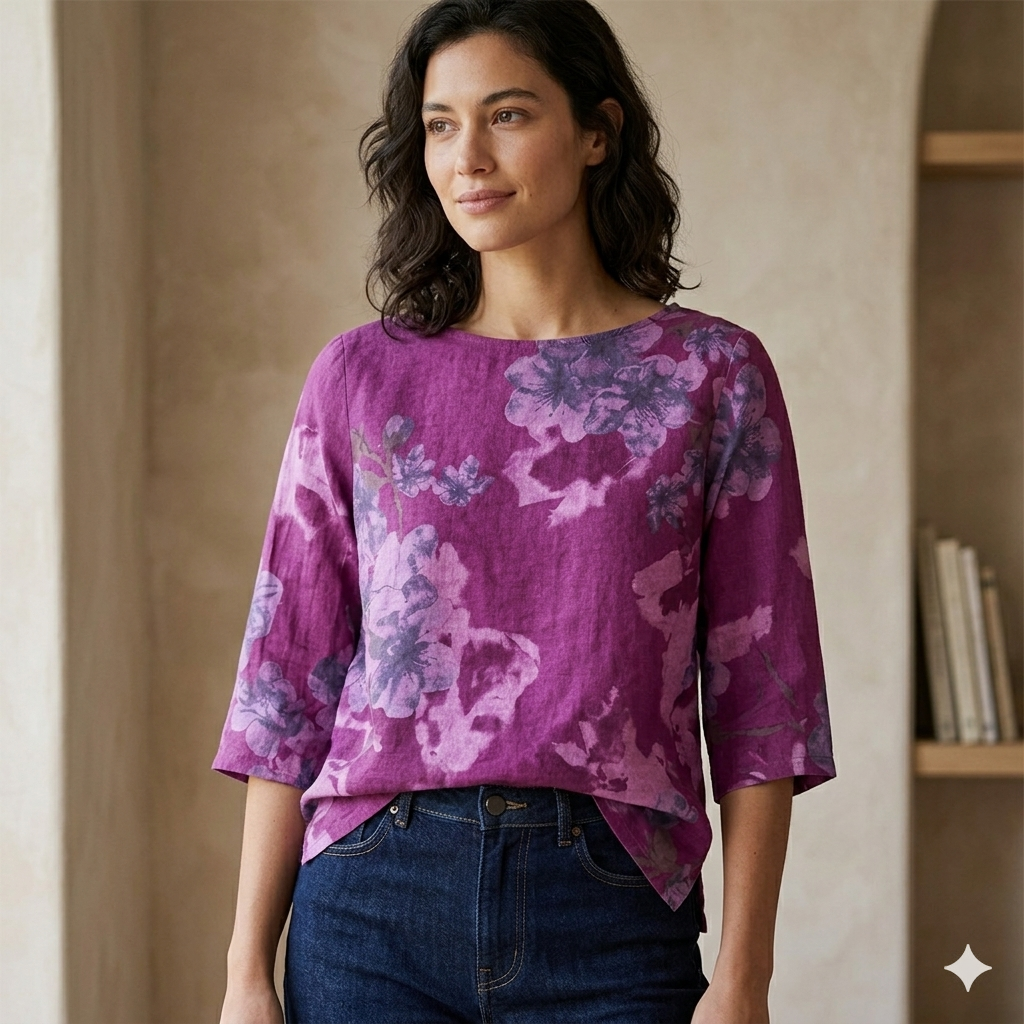 Tunikashirt Blume fuchsia
