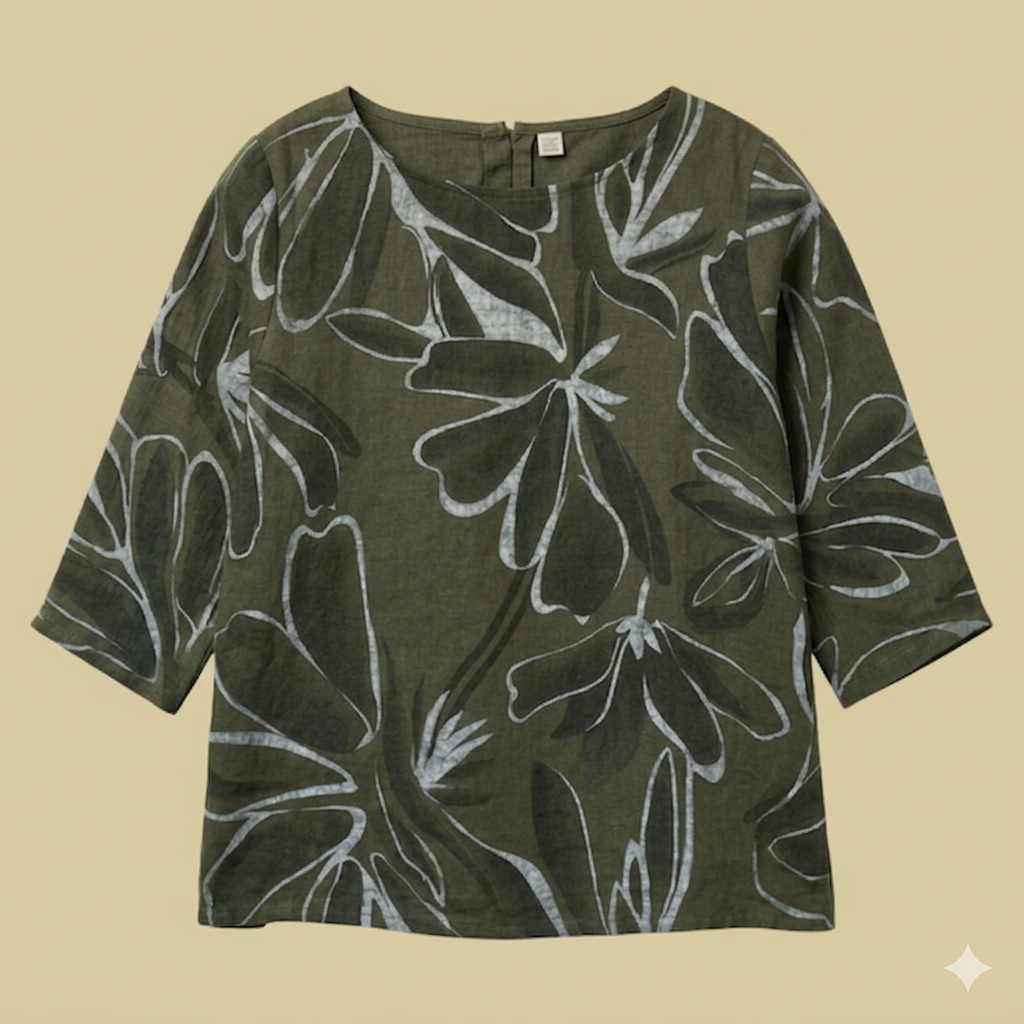 Tunikashirt Blüten olive