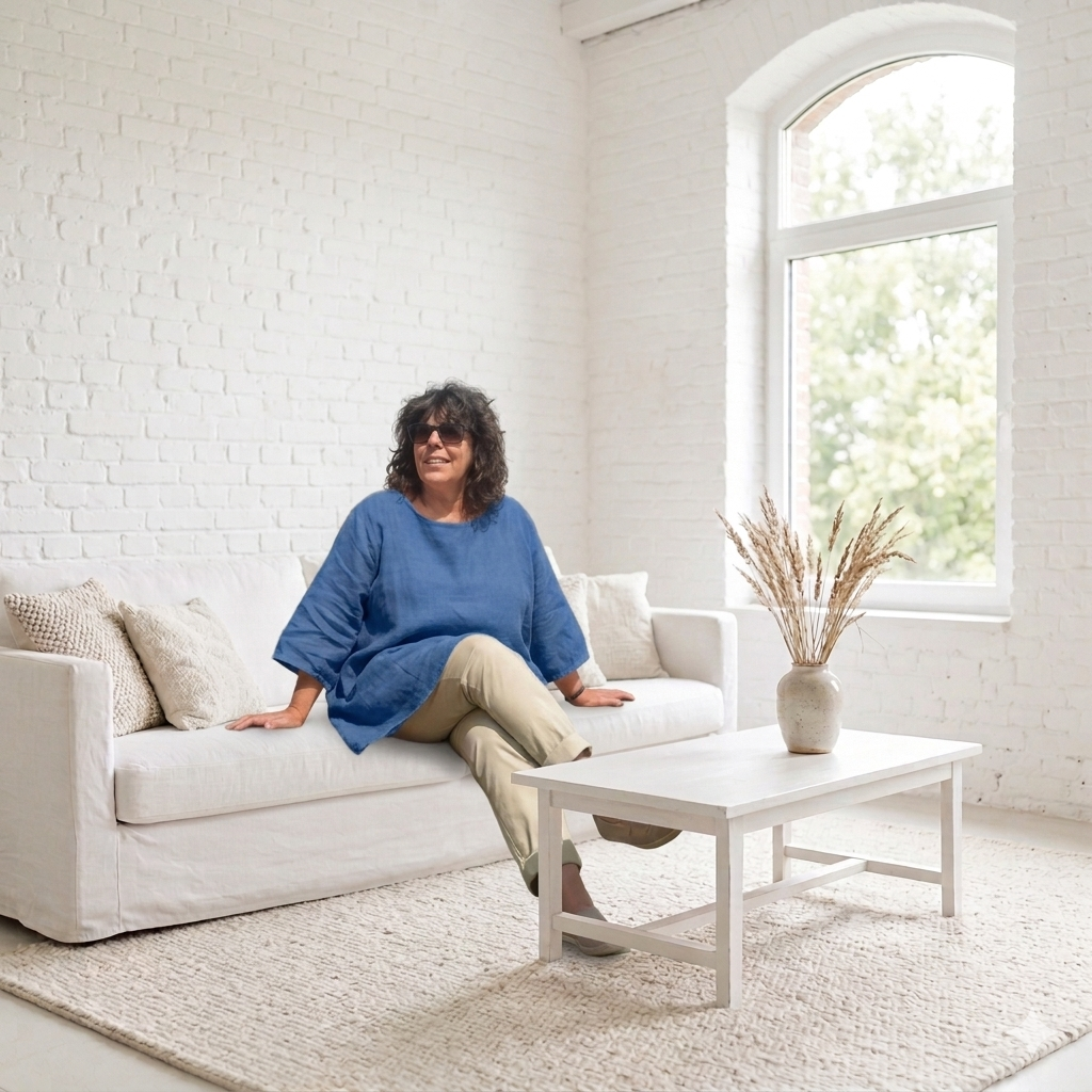 Leinentunika mittelblau