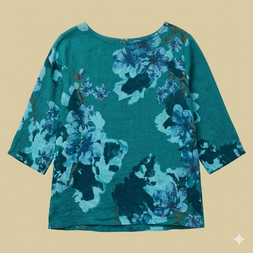 Tunikashirt Blume blau
