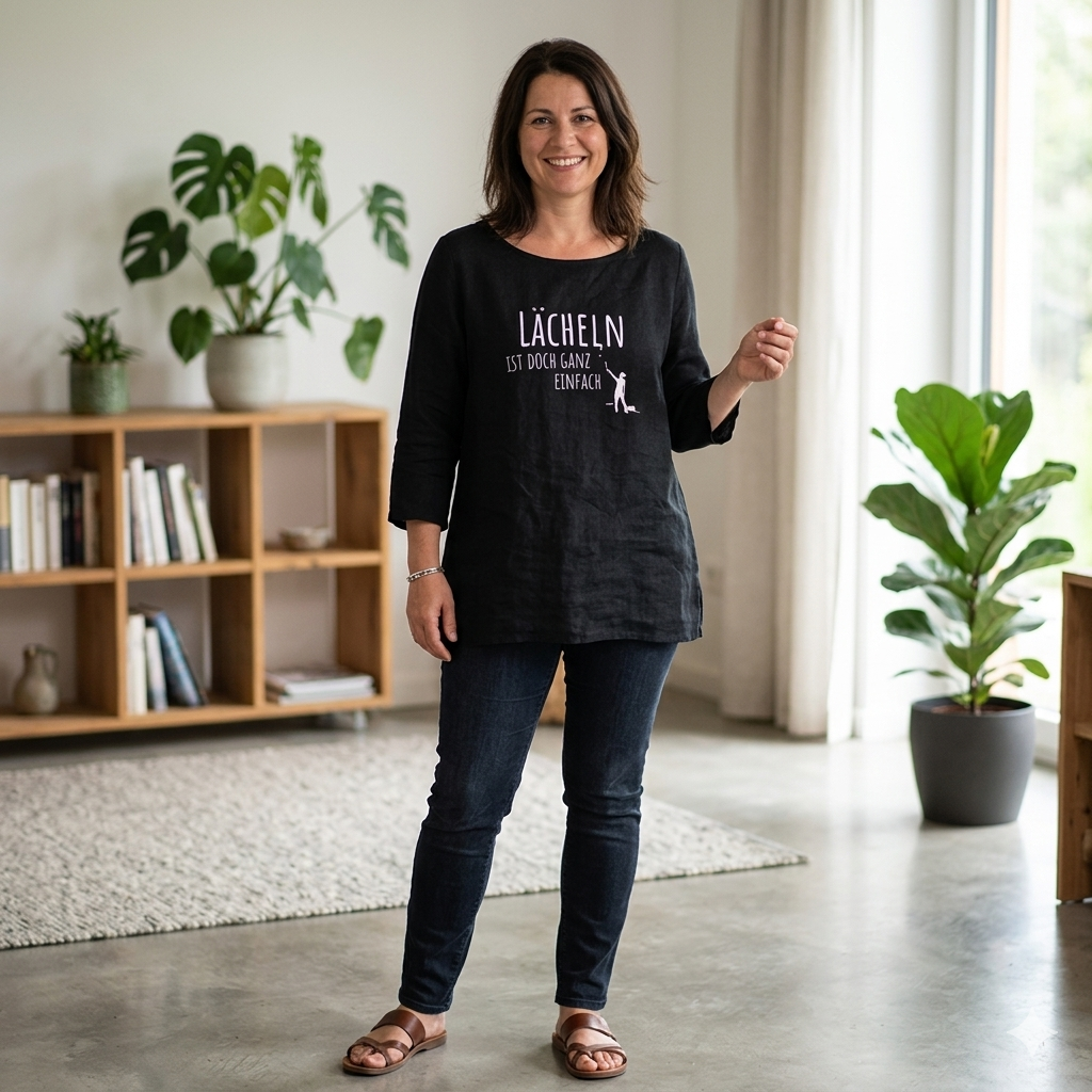 Tunikashirt "Lächeln..."schwarz