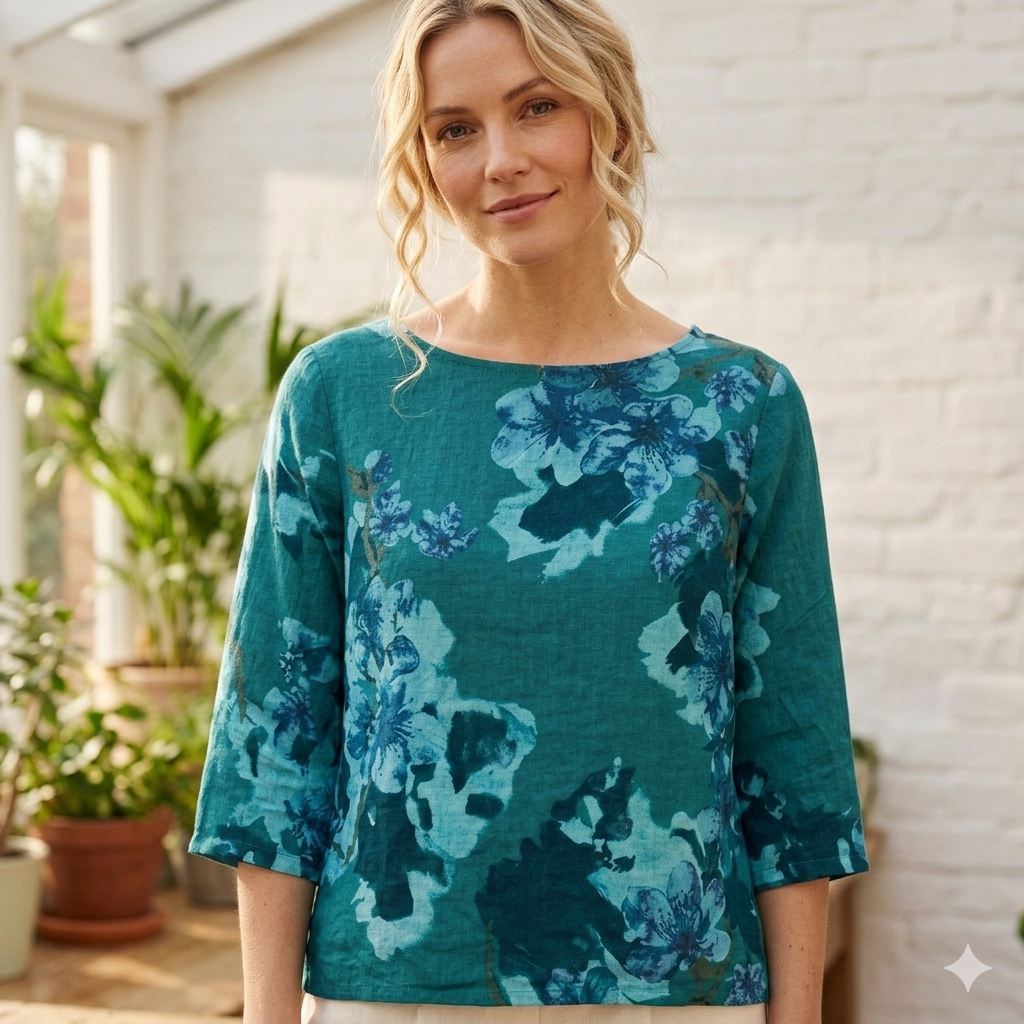 Tunikashirt Blume blau