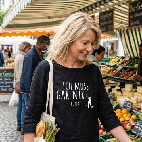 Tunikashirt "Ich muss gar nix..." schwarz