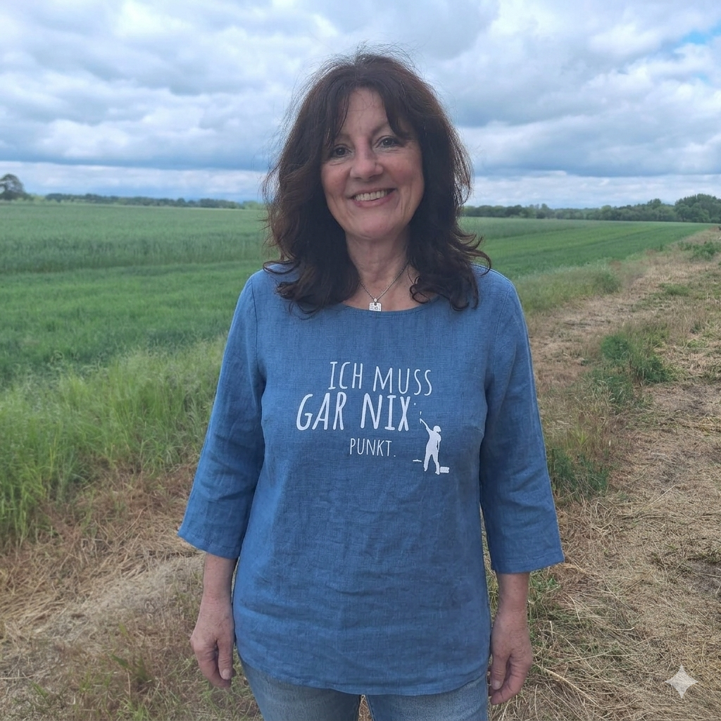 Tunikashirt "Ich muss gar nix..." mitttelblau