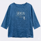 Tunikashirt "Lächeln..." mittelblau