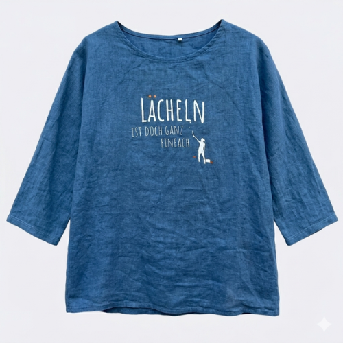 Tunikashirt "Lächeln..." mittelblau