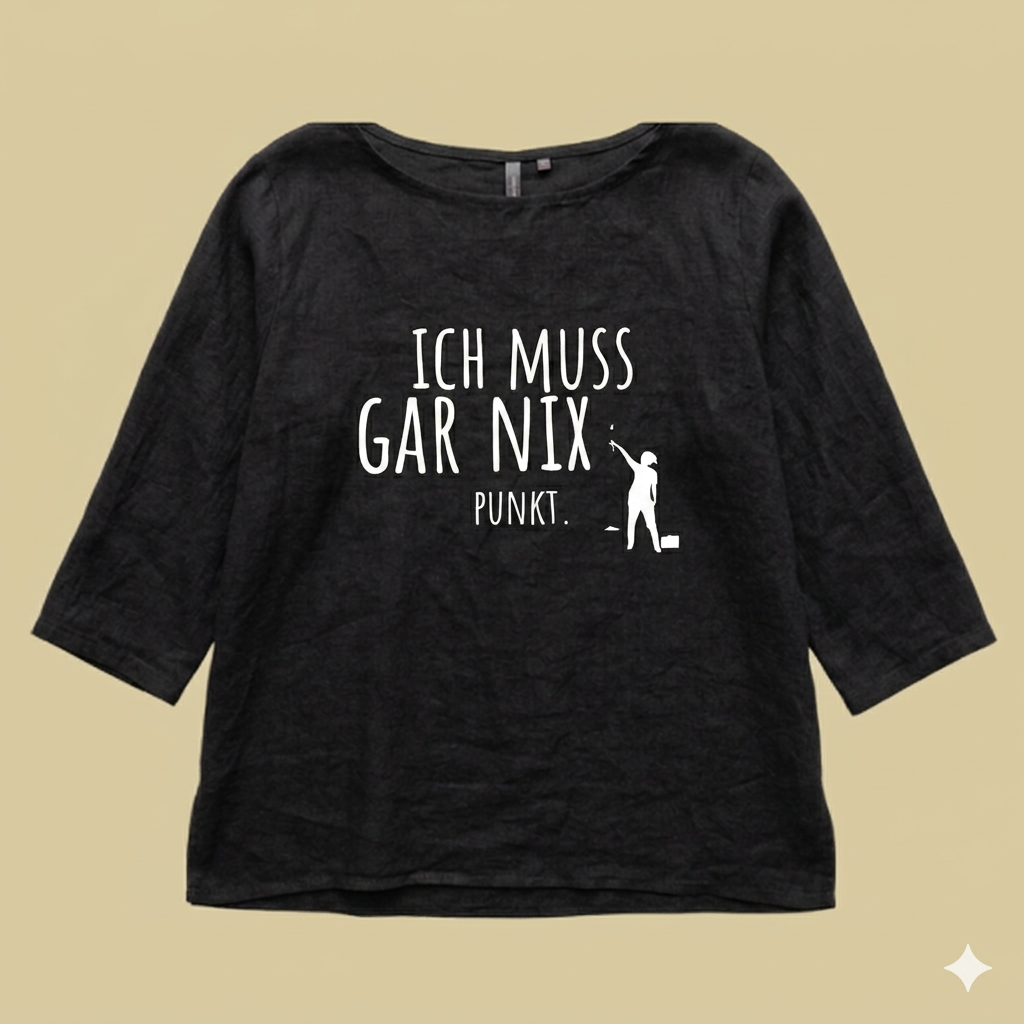 Tunikashirt "Ich muss gar nix..." schwarz