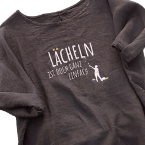 Leinentop " Lächeln..." schwarz