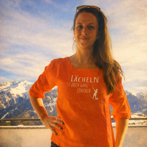 Leinentop"Lächeln..." orange